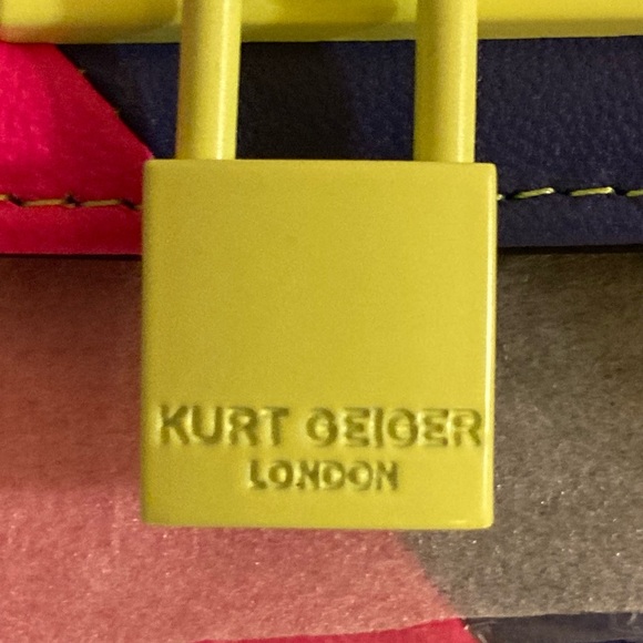Kurt Geiger • Fluorescent Rainbow Brixton Lock Leather Convertible Purse - Picture 3 of 6